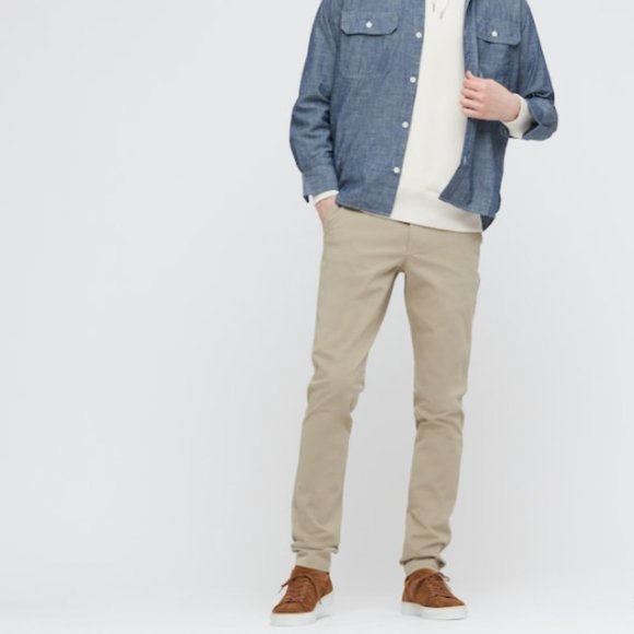 Uniqlo MEN SKINNY FIT 2-WAY STRETCH CHINO PANTS Brown W 28 X L 34" - Picture 10 of 11